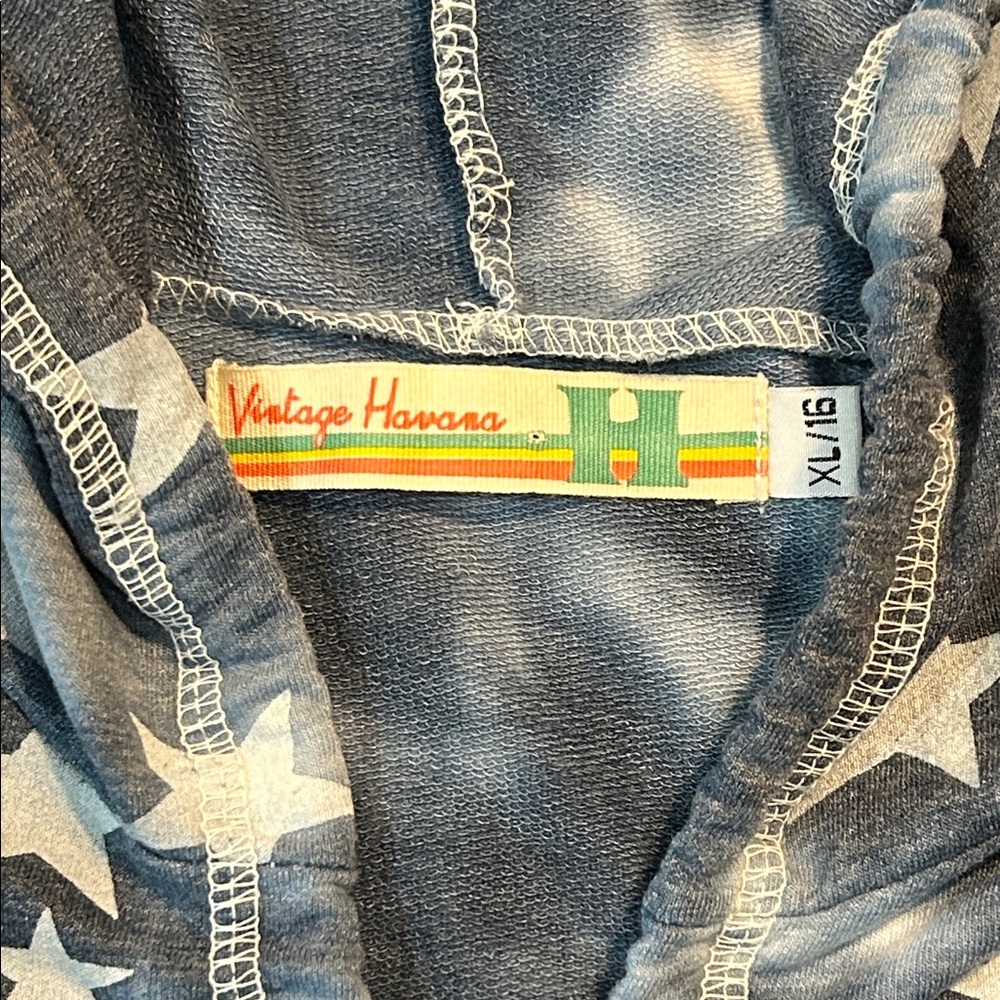 Vintage Havana Blue Star Girls Hoodie Sleeveless Sweatshirt Vest size XL/16, NWT - Picture 2 of 5